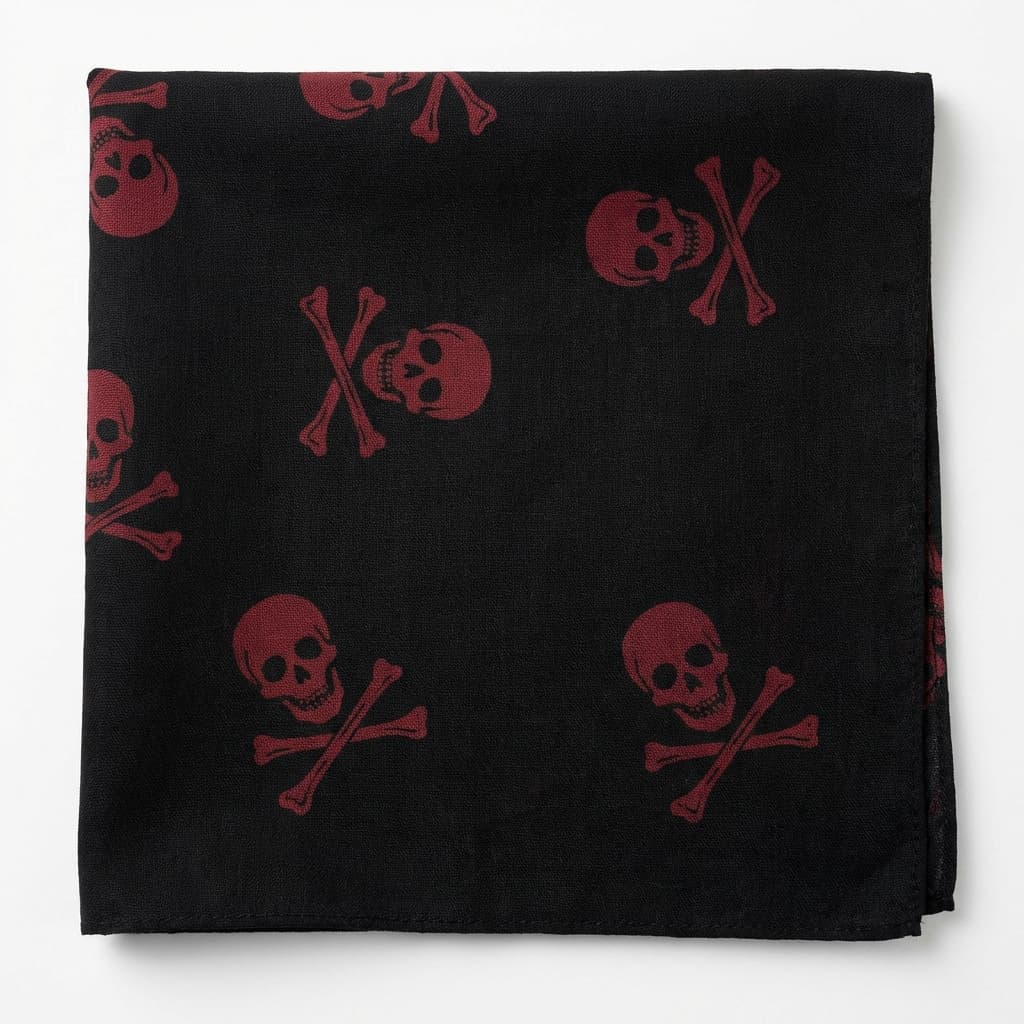 Bandana Pirate Noir et Rouge avec Tête de Mort pour Enfant